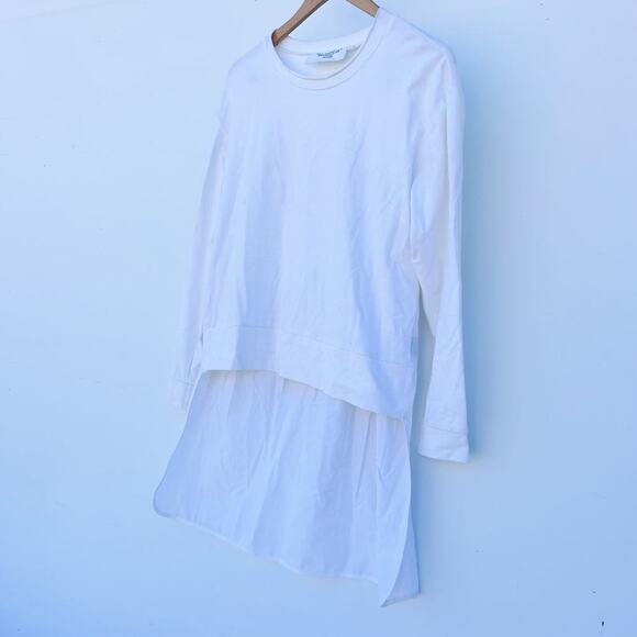 Mia Inspiration Long Sleeve Street Fashion Shirt White Uneven Large Lagenlook - Picture 2 of 6